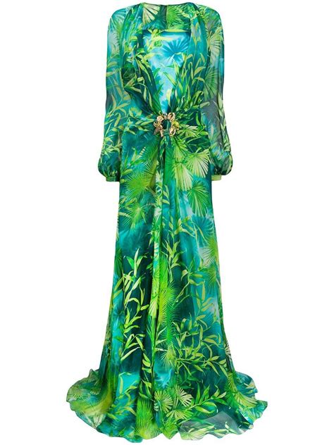 green jungle Versace dress